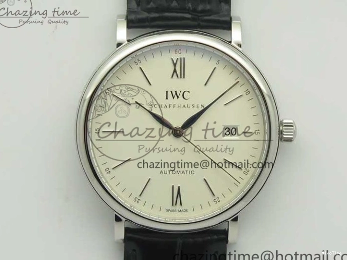MIROTIME 0730 Portofino Automatic SS MKF 1:1 Best Edition White Dial On Black Leather Strap MIYOTA 9015 V Original 7204